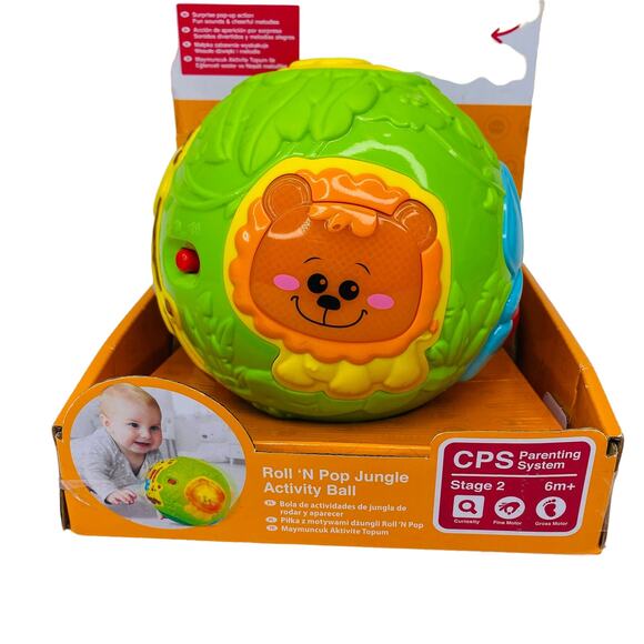 Winfun Roll 'N Pop Jungle Activity Ball 6m+ Lion Monkey Educational New - Picture 3 of 15